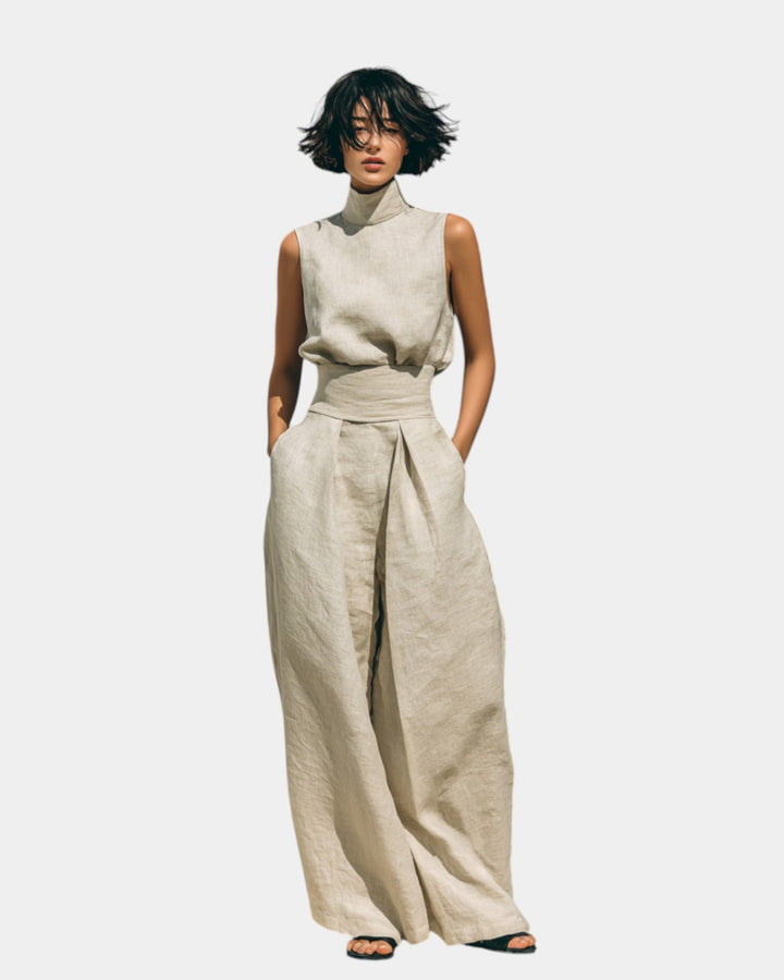 Falyne - Minimalistische tanktop en wijde broek set