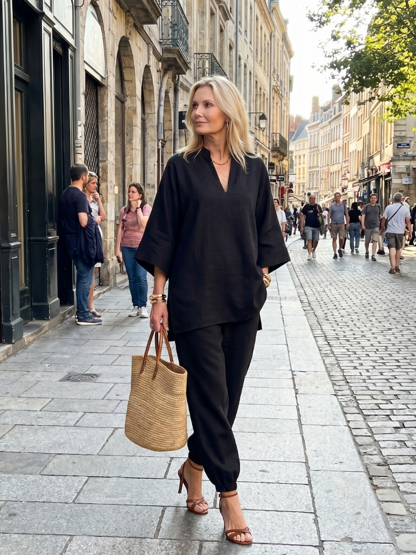Georgiana - V-Hals Tuniek Met Gathered Broek Set