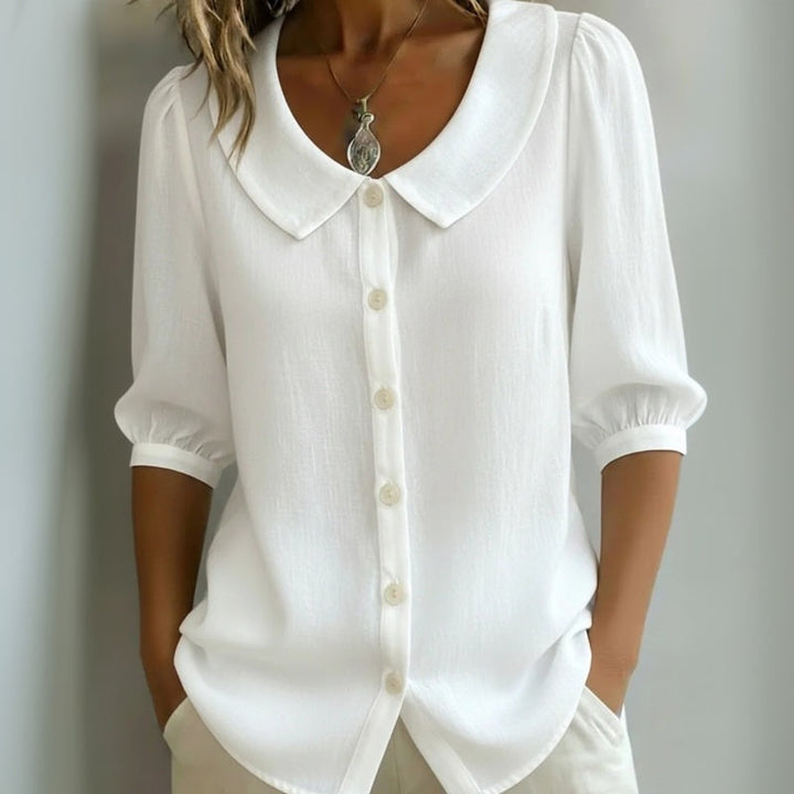 Céline - Effen casual blouse met ronde hals