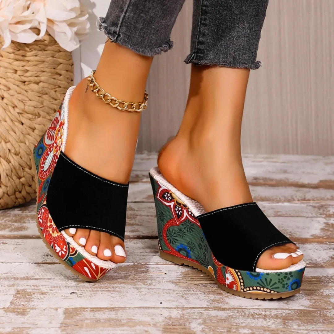 Mireya - Gevoerde Sandalen met Boheemse Print