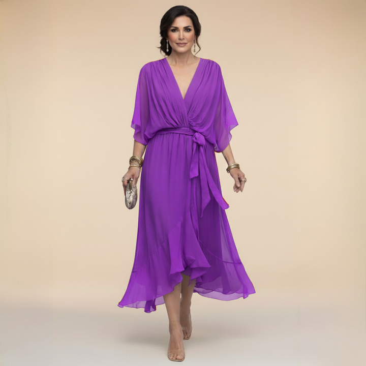 Ava - Chiffon jurk met V-hals
