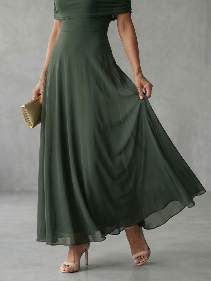 Juni - Off Shoulder Draped Midi Dress
