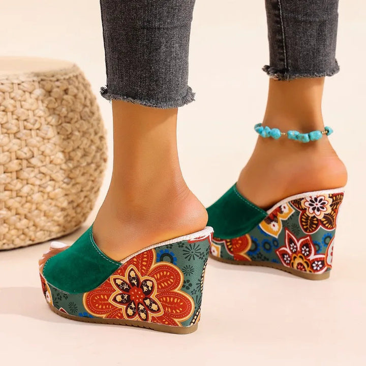 Mireya - Gevoerde Sandalen met Boheemse Print
