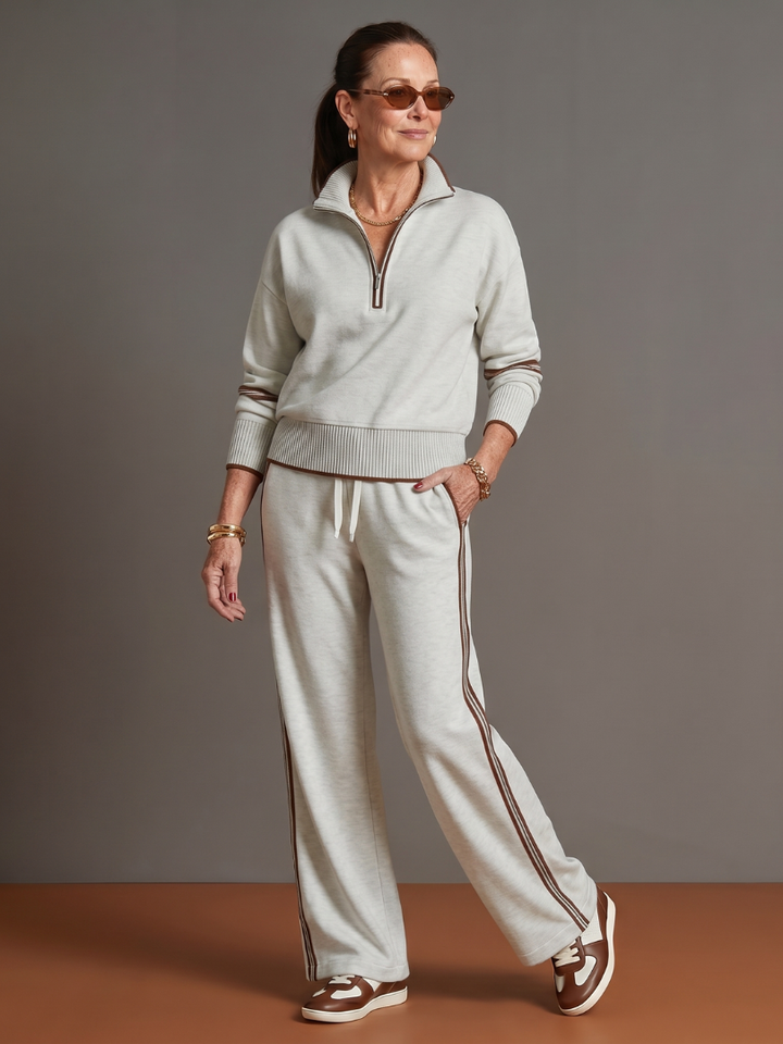 Regen - Zip Hals Lange Mouwen Zijkant Streep Broek Set