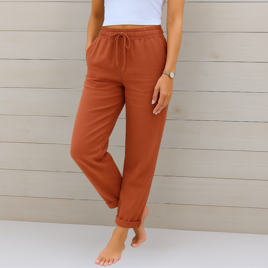 Maylora - Ontspannen Linnen Broek Met Touwtje