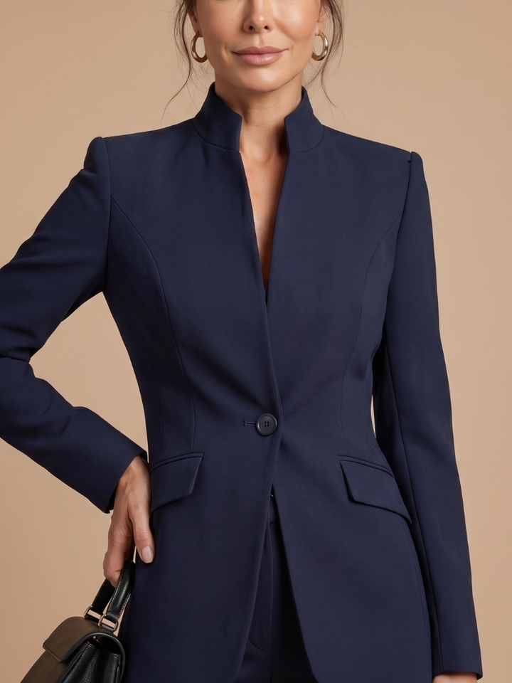 Delta - Gestructureerd Staande Kraag Op Maat Gemaakt Pak