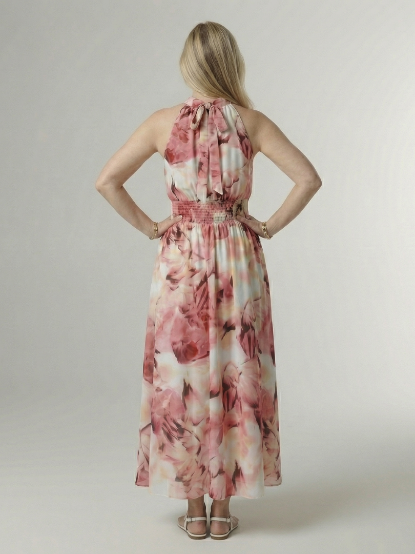 Sylin - Geplooide Halter Midi Jurk