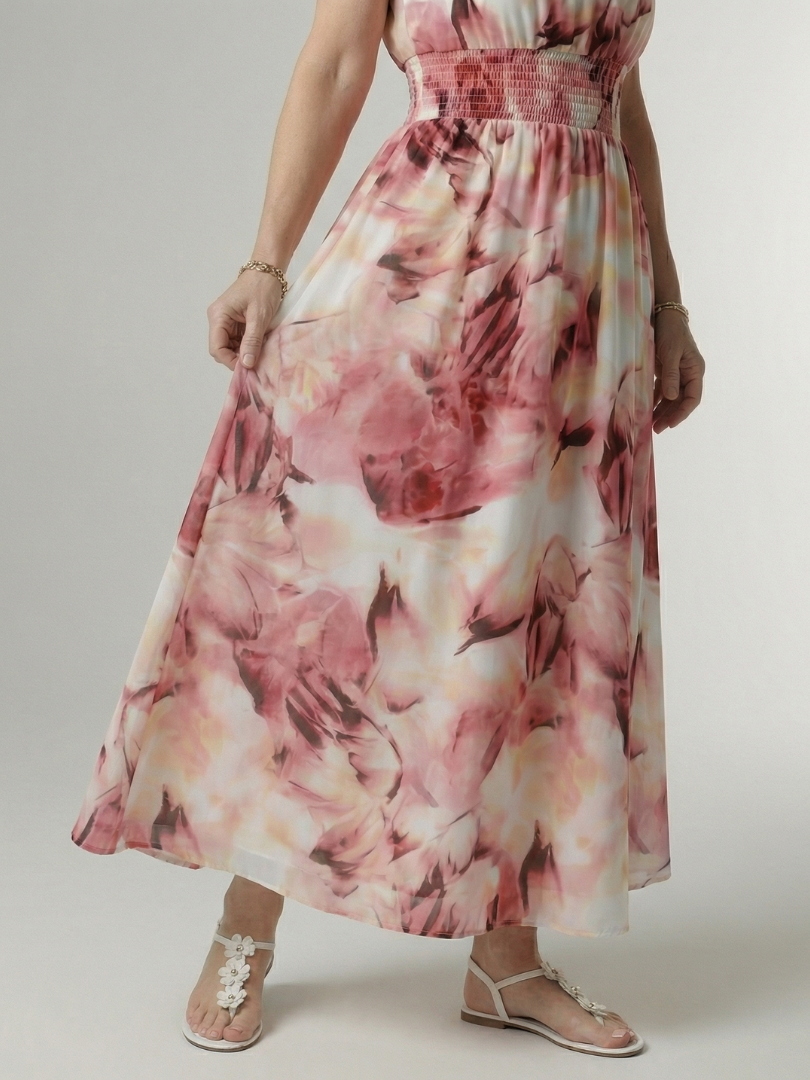 Sylin - Geplooide Halter Midi Jurk