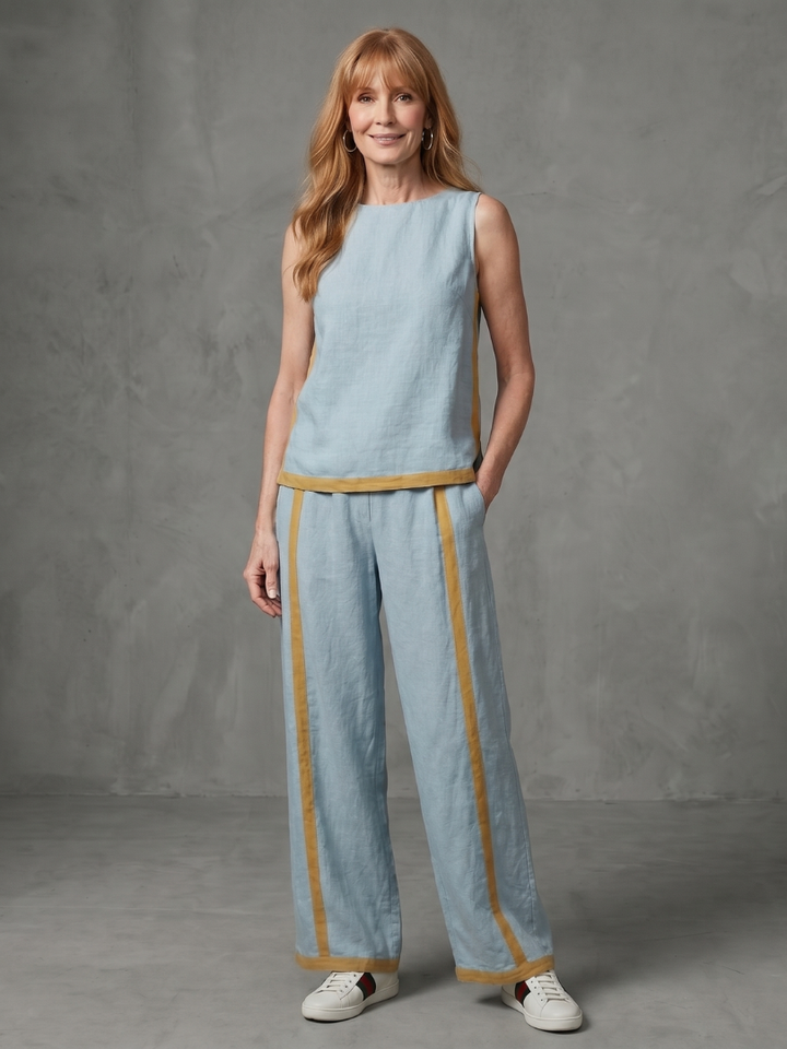 Inara - Mouwloze Top met Wijde Pantalon Set