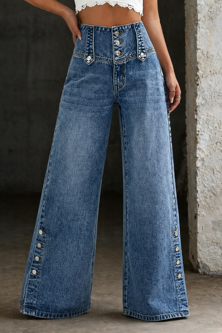 Mia - Hoge Taille Split Jeans