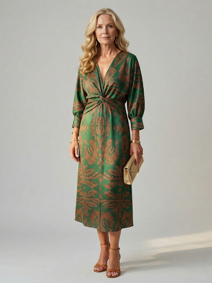 Lune - Natuurlijke Wrap Midi Jurk