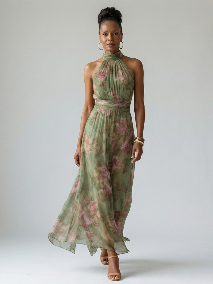 Mirelle - Samengestikte Halter Midi Jurk