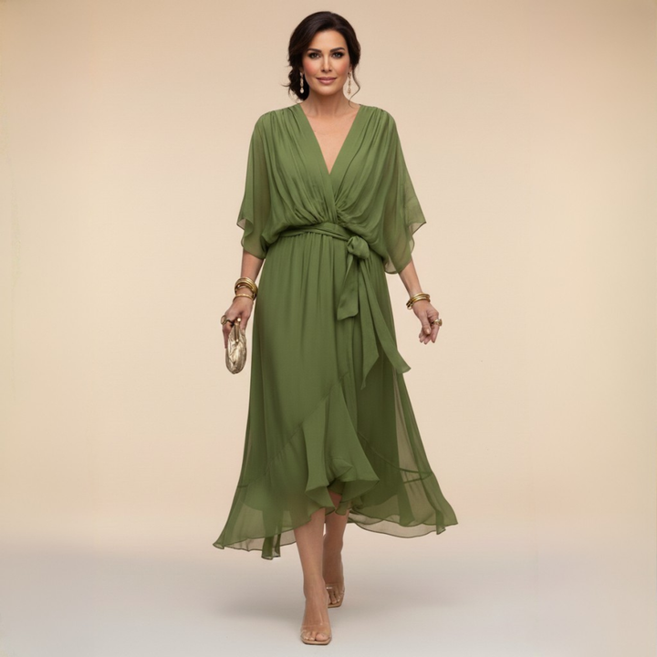 Ava - Chiffon jurk met V-hals