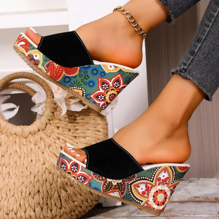 Mireya - Gevoerde Sandalen met Boheemse Print