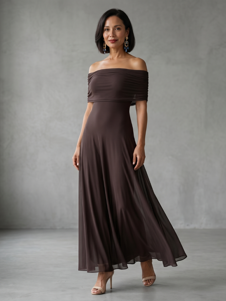 Juni - Off Shoulder Draped Midi Dress