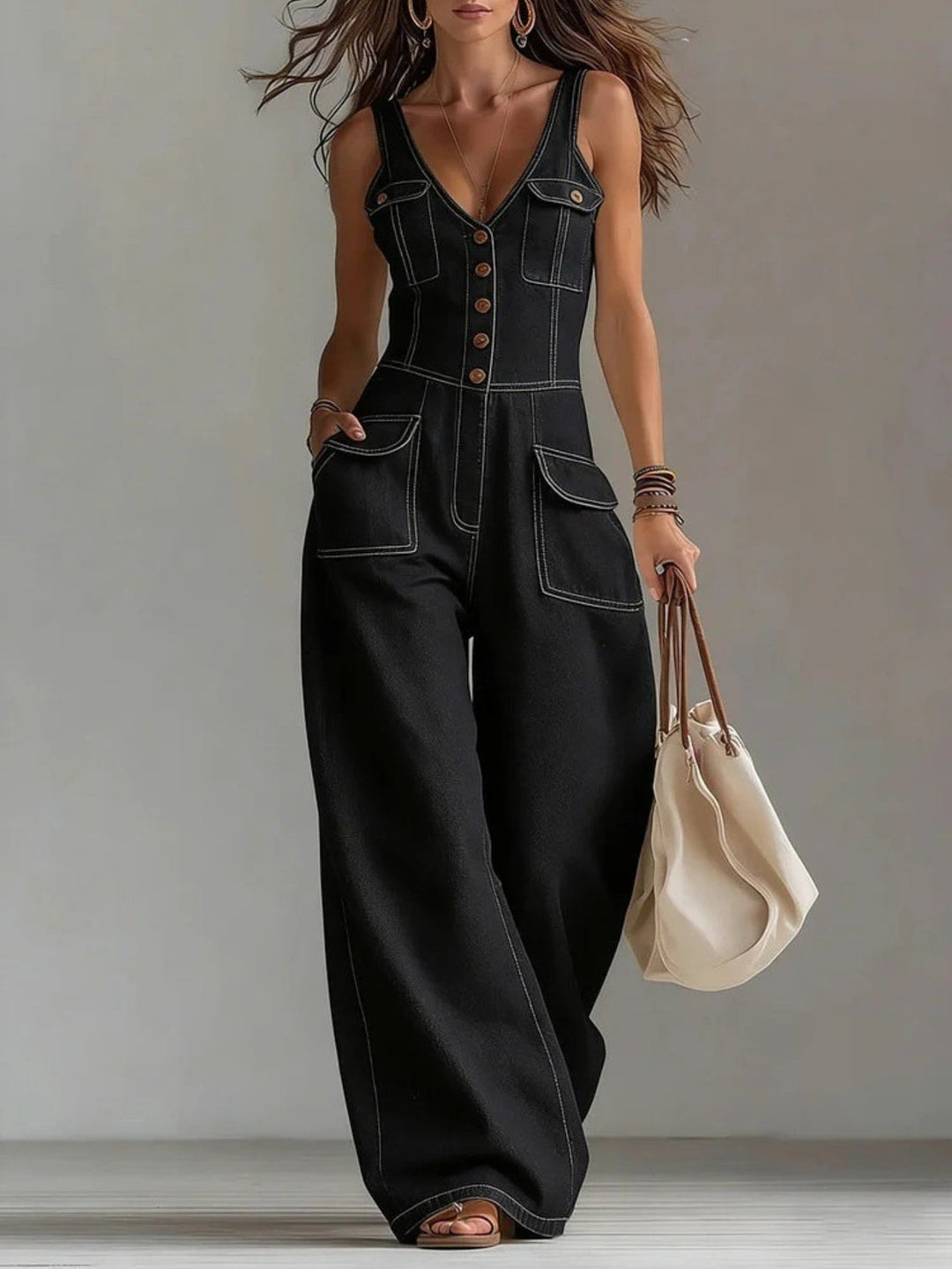 Claire - Dames V-Hals Jumpsuit