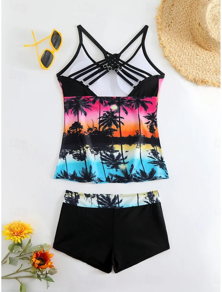 La Habana - Tankini set met tropische print en zwembroek