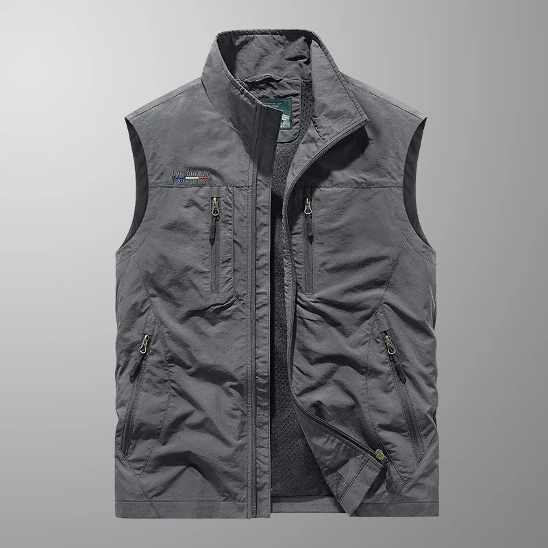 Caziel - Ademend utilitair gilet met meerdere zakken