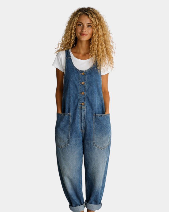 Lorena - Vintage gewassen denim overall