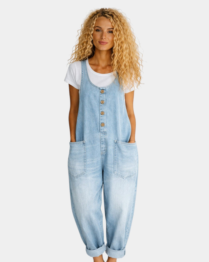 Lorena - Vintage gewassen denim overall