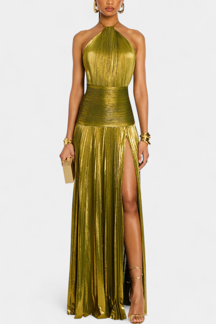 Athena - Maxi Jurk Gouden Glans