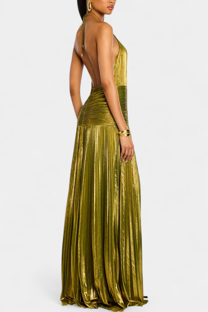Athena - Maxi Jurk Gouden Glans