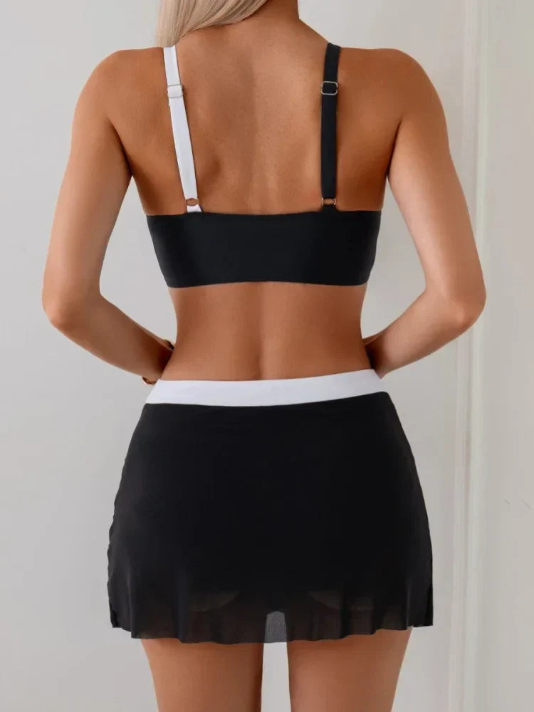 Vivian - Kleurblok Bikini Set met Badrok