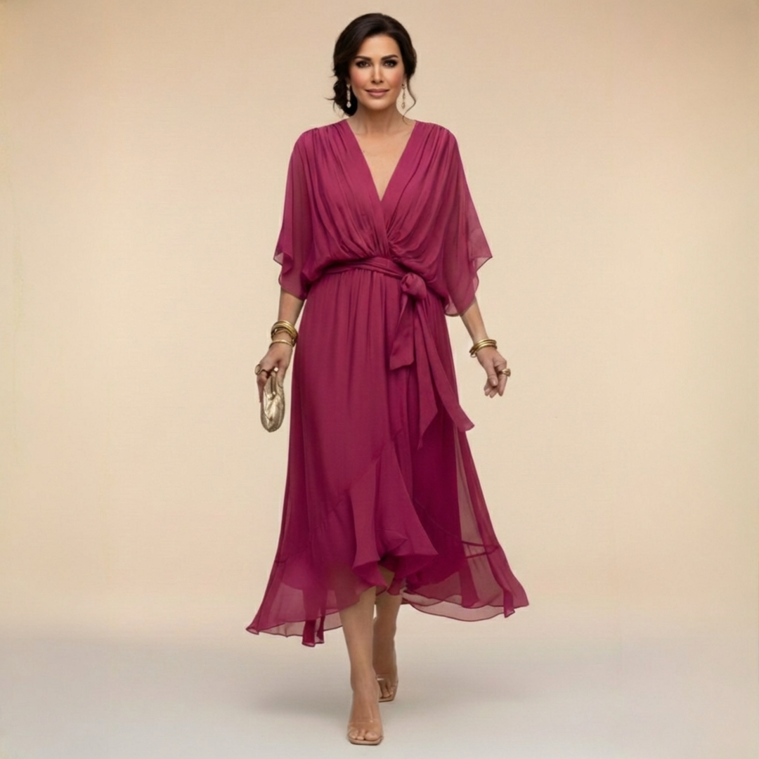 Ava - Chiffon jurk met V-hals