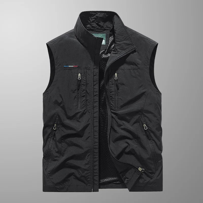 Caziel - Ademend utilitair gilet met meerdere zakken