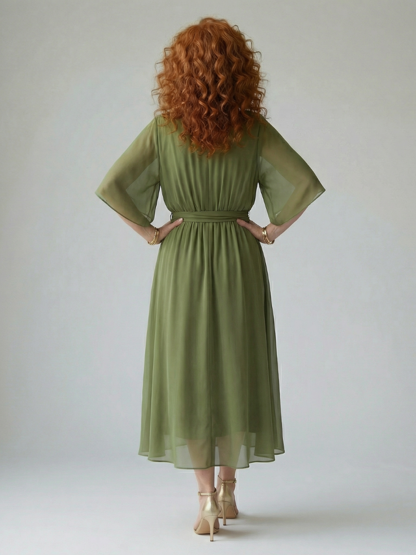 Elric - Lichte Drape Midi Jurk