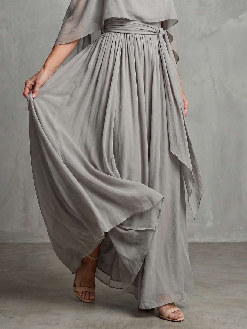 Marisol - Laagjes Drape Koude Schouder Top Brede Pijpen Set