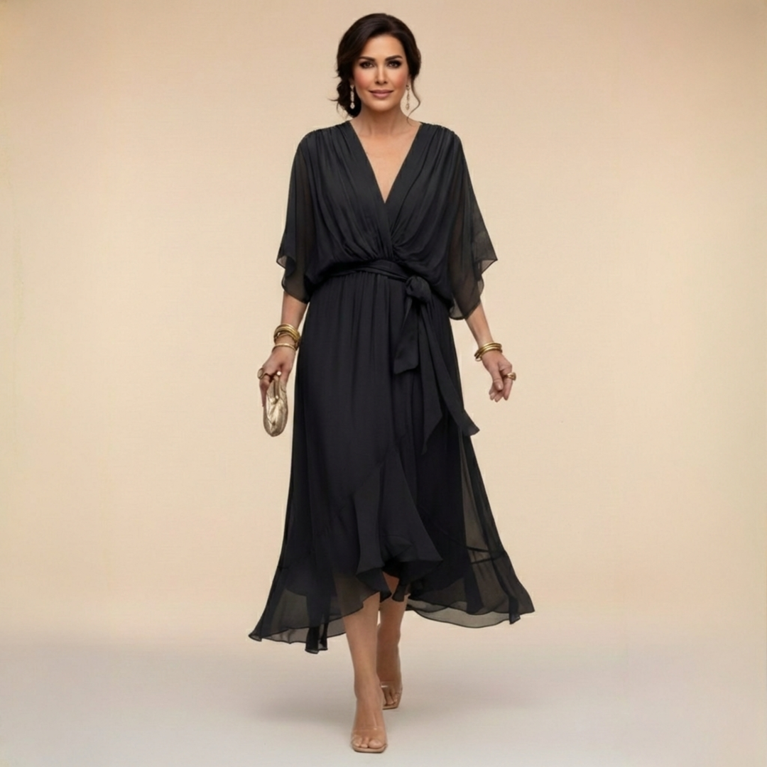 Ava - Chiffon jurk met V-hals