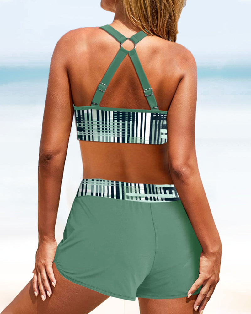 Janette - Hoge Taille Bikini met Strepen