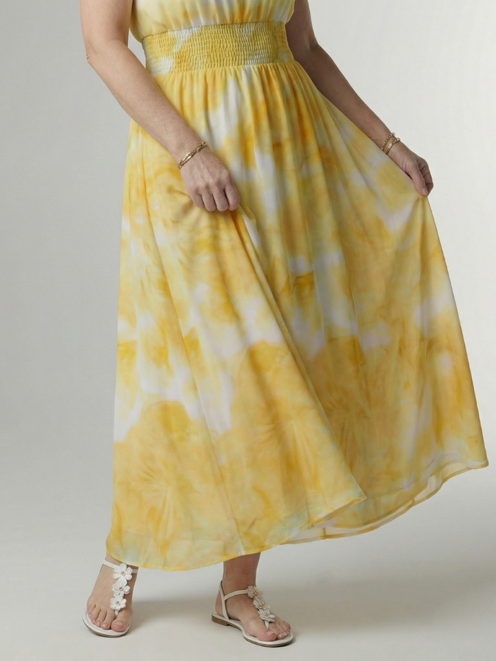 Sylin - Geplooide Halter Midi Jurk