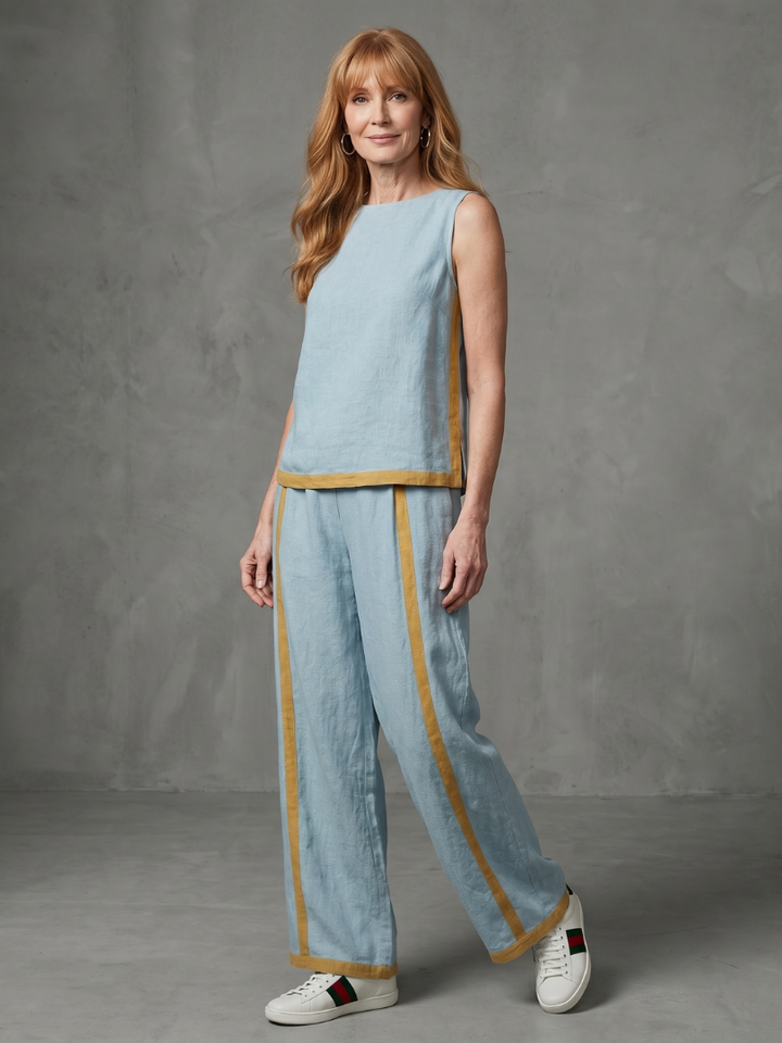 Inara - Mouwloze Top met Wijde Pantalon Set