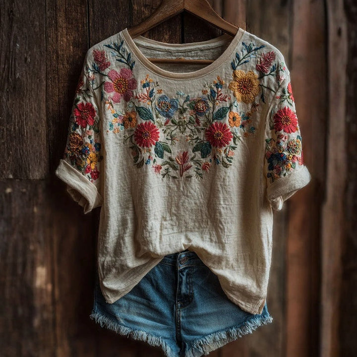 Rosalie - T-shirt vintage met bloemenprint