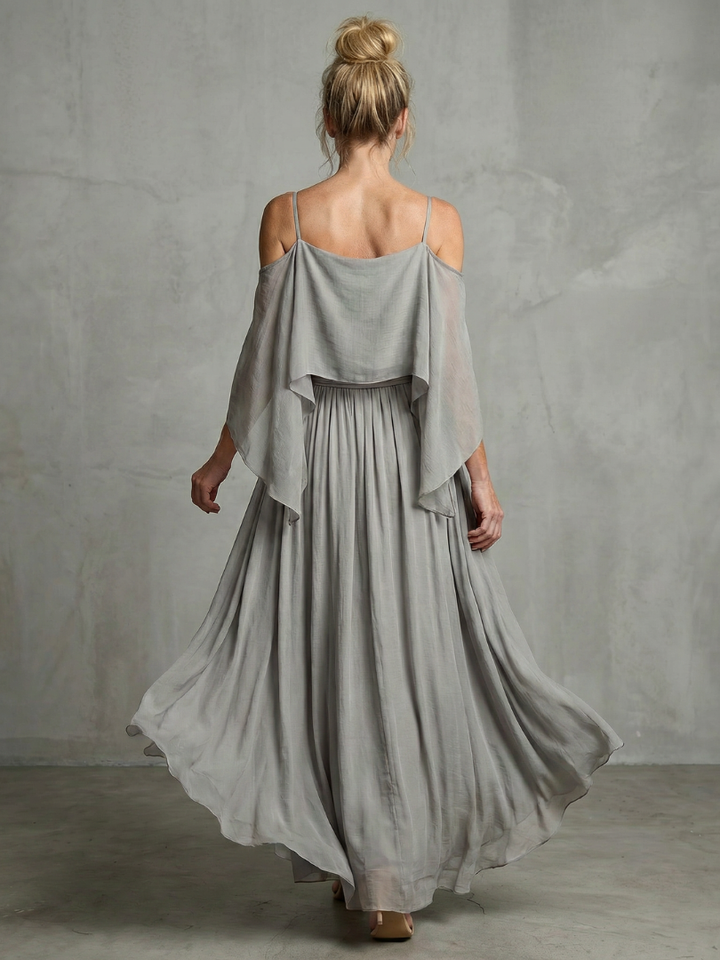 Marisol - Laagjes Drape Koude Schouder Top Brede Pijpen Set