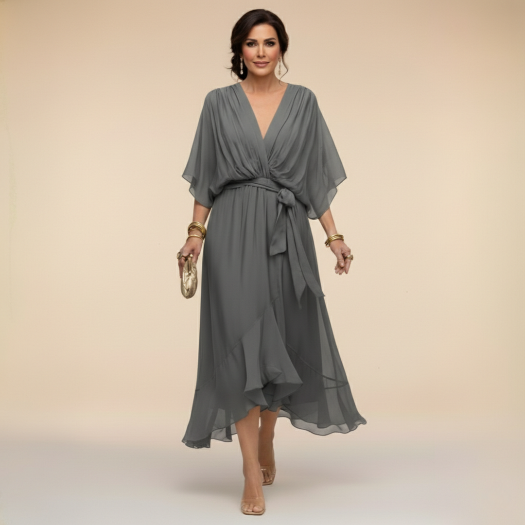 Ava - Chiffon jurk met V-hals