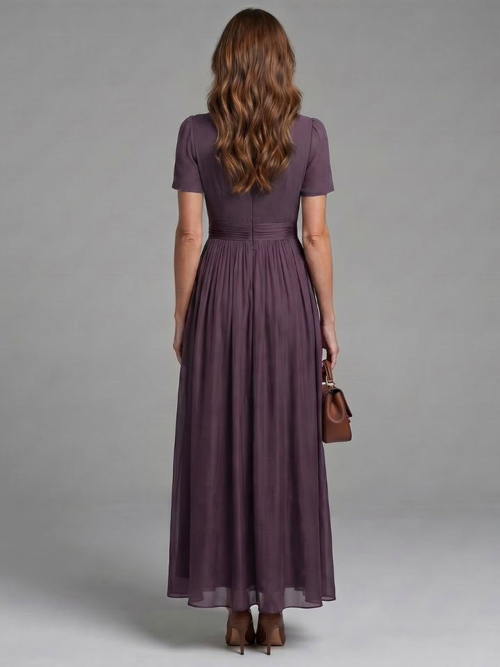 Elia - Maxi Jurk met Gathered Taille en Sleutelgat