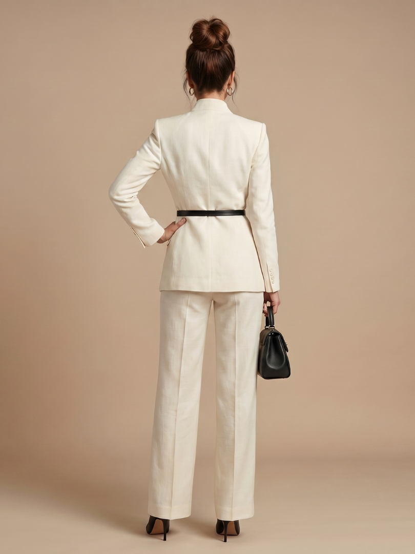 Delta - Gestructureerd Staande Kraag Op Maat Gemaakt Pak