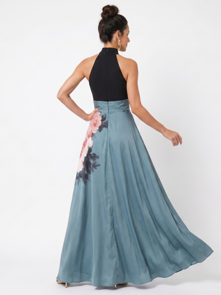 Olympas - Halter Bodice Bloemenrok Maxi Jurk
