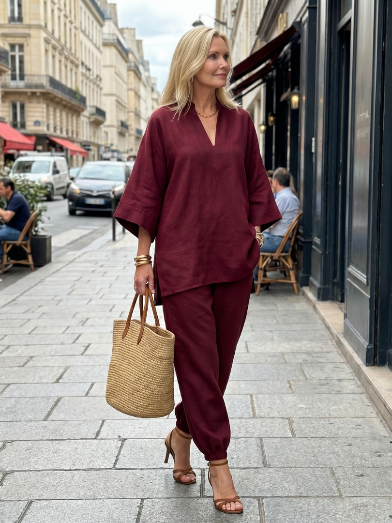 Georgiana - V-Hals Tuniek Met Gathered Broek Set