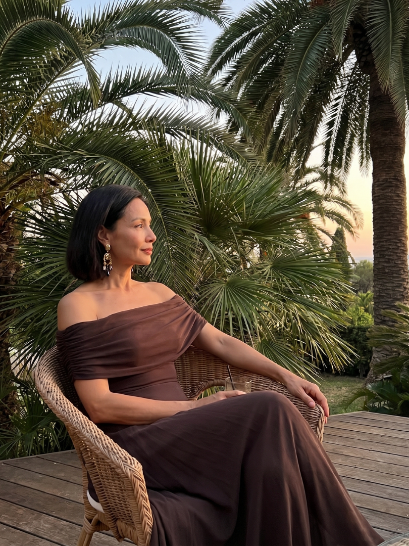 Juni - Off Shoulder Draped Midi Dress