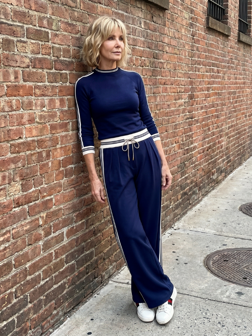 Eirlys - Aansluitend Lang Mouwtop met Brede Pantalon Set