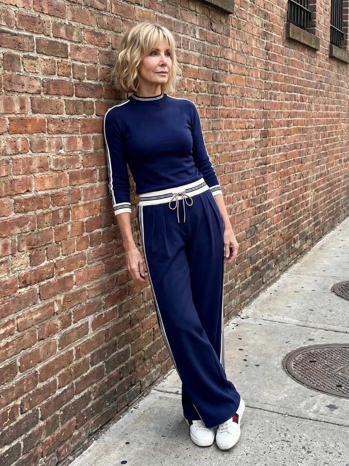 Eirlys - Aansluitend Lang Mouwtop met Brede Pantalon Set