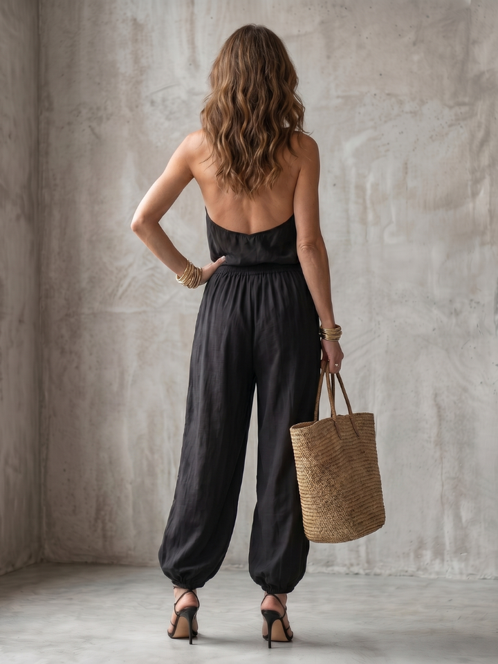 Yvaine - Top met Drape Nek en Brede Pijpen Set