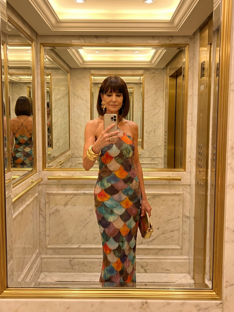 Larkin - Aansluitende Maxi Jurk met Multicolor Schaalpatroon