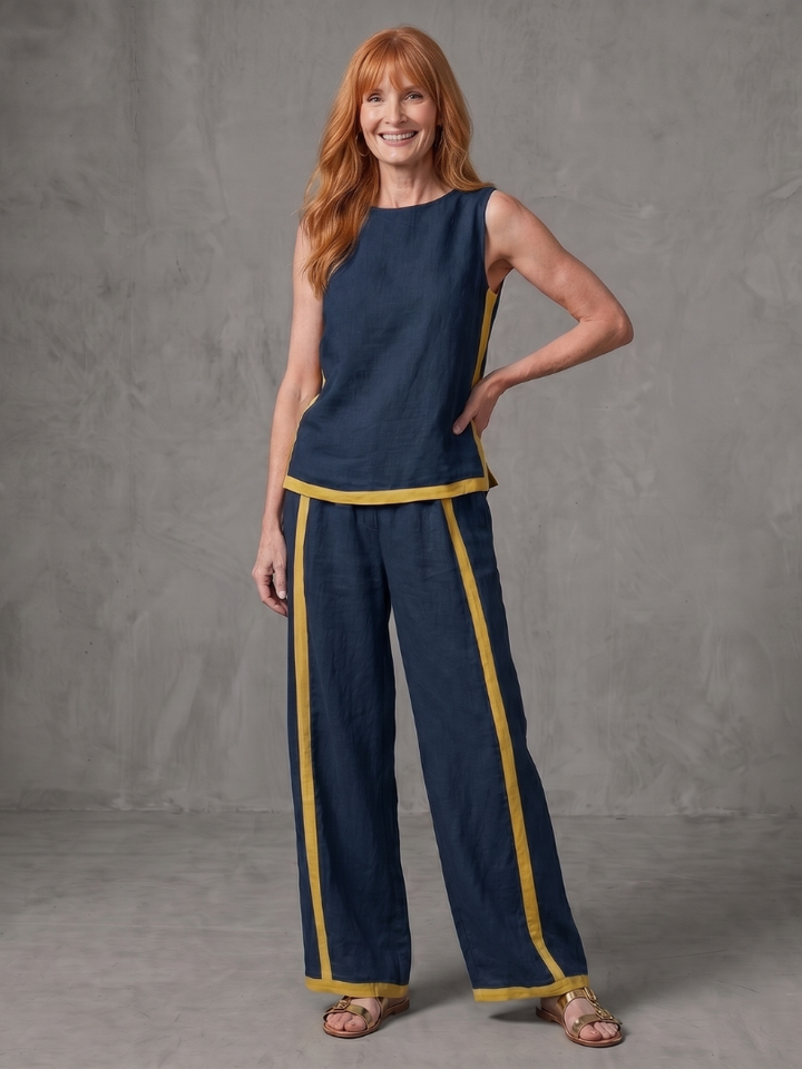 Inara - Mouwloze Top met Wijde Pantalon Set