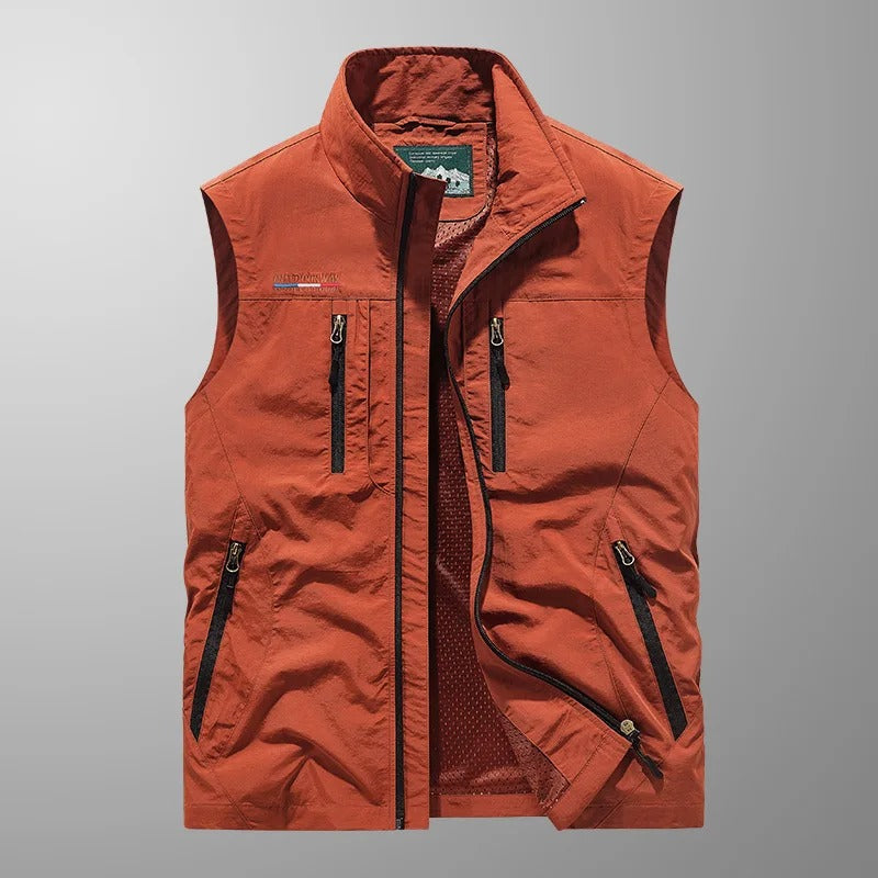 Caziel - Ademend utilitair gilet met meerdere zakken