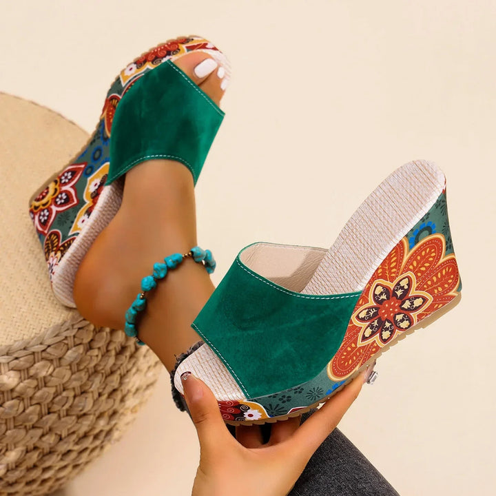 Mireya - Gevoerde Sandalen met Boheemse Print